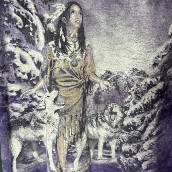 The Mountain Dead Stock Purple Indian Native American Wolf Eyes Tye Dye Tee L - Picture 3 of 7